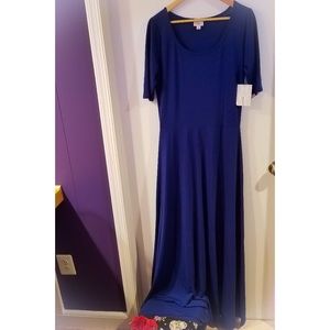 Solid Navy Blue Lularoe Ana Maxi Dress, Large